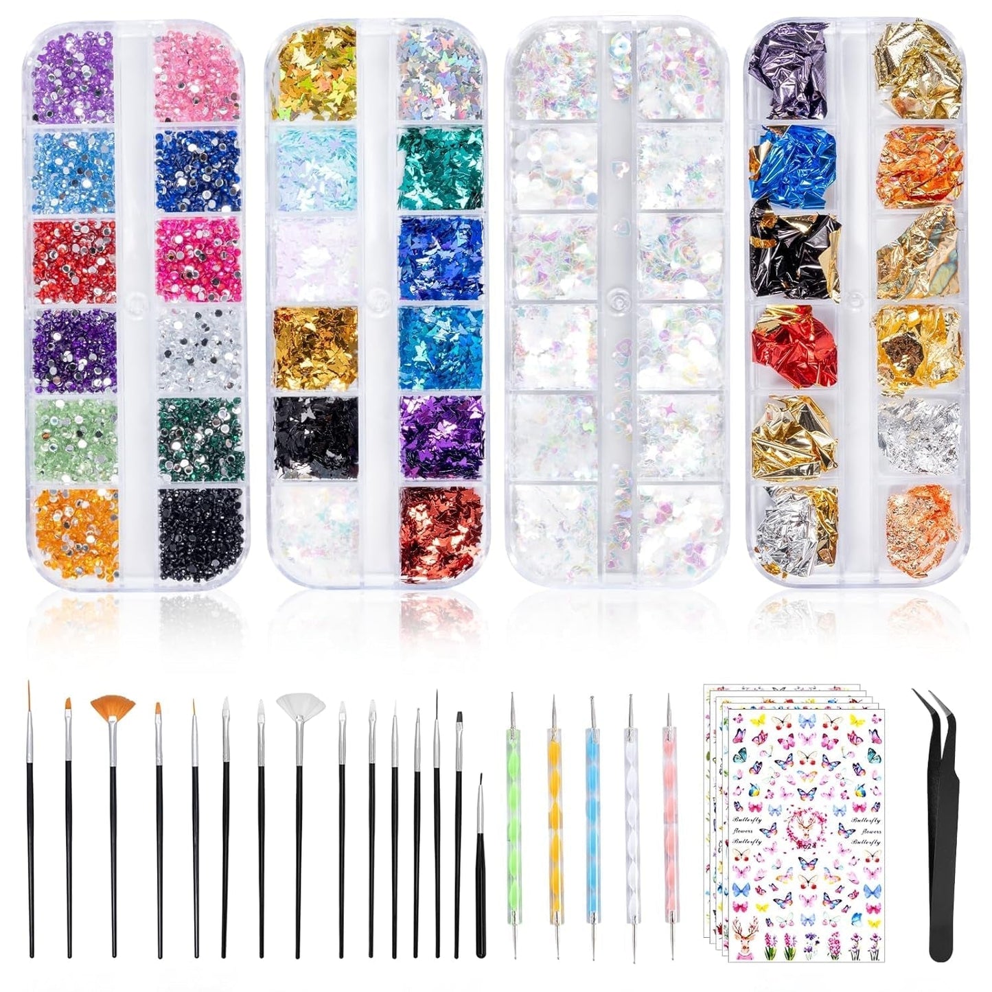 5600 Stück Strasssteine ​​​​Nägel Nail Art, 36 Farben Glitzersteine, Dekorationen Nagelsteine ​​​​Für Nagelkunst, Einschließlich Wachsstift Für Strasssteine ​​​​Und Strass-Picker