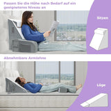 Stor læsepude med håndtag, skum med høj densitet, ergonomisk rygpude, armlæn, nakkestøtte og nakkestøtte, tilbagelænet sædepude til at sove, lege, se tv, til seng og sofa
