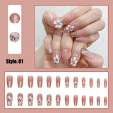 Kunstige negle Naturlig Glitter Kort Tryk På Akryl Selvklæbende Glitter Negle Til Kvinder Piger Nail Art Tilbehør 48 stk.