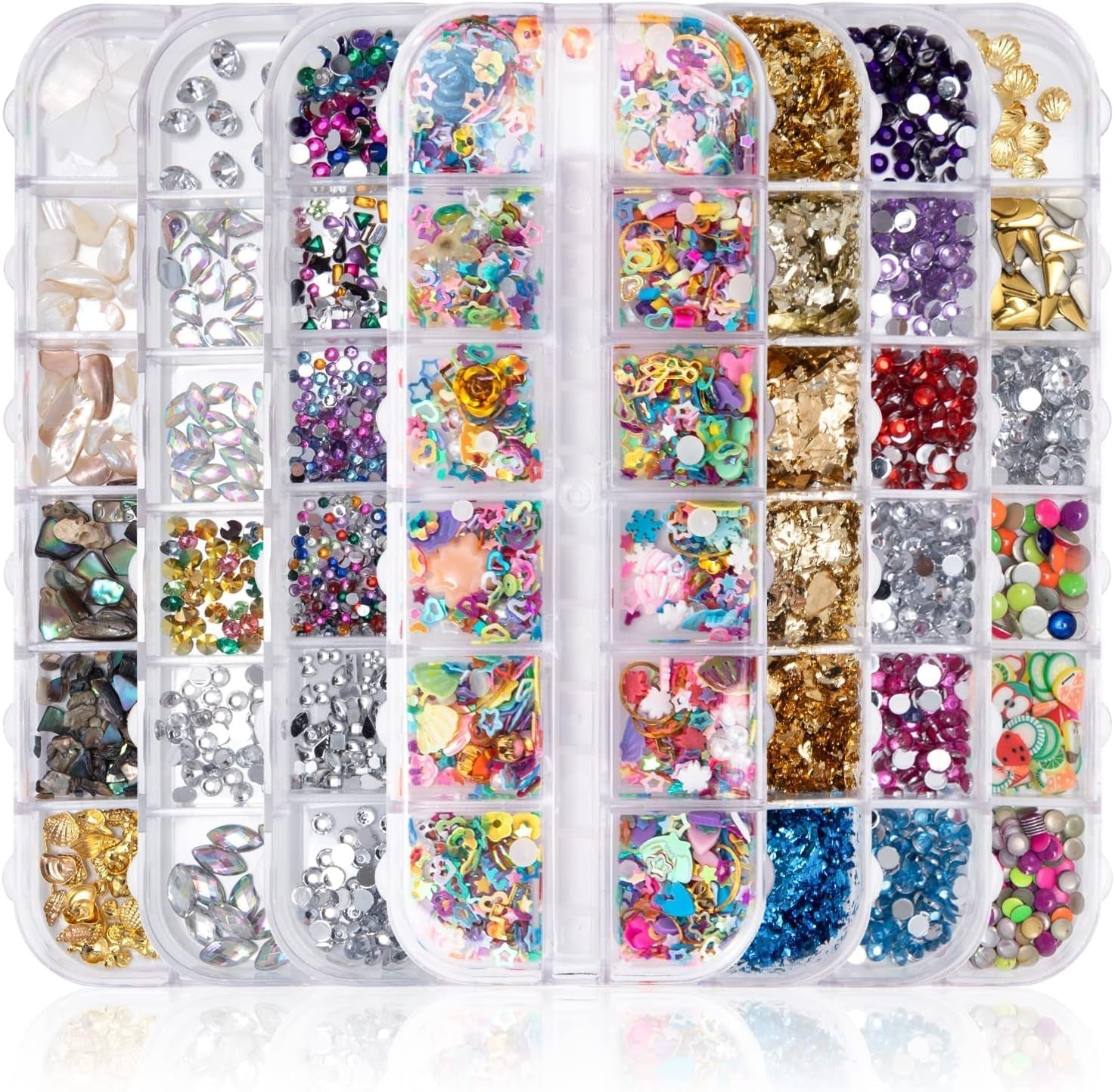 7 Boxen Strasssteine ​​​​Nägel, Nail Art Kit Strass Nagelglitzer Pailletter Nagel-Edelsteinen Kristalle Perlen Diamanten Metall Nieten Für DIY Dekoration Nageldesign (Multicolor)