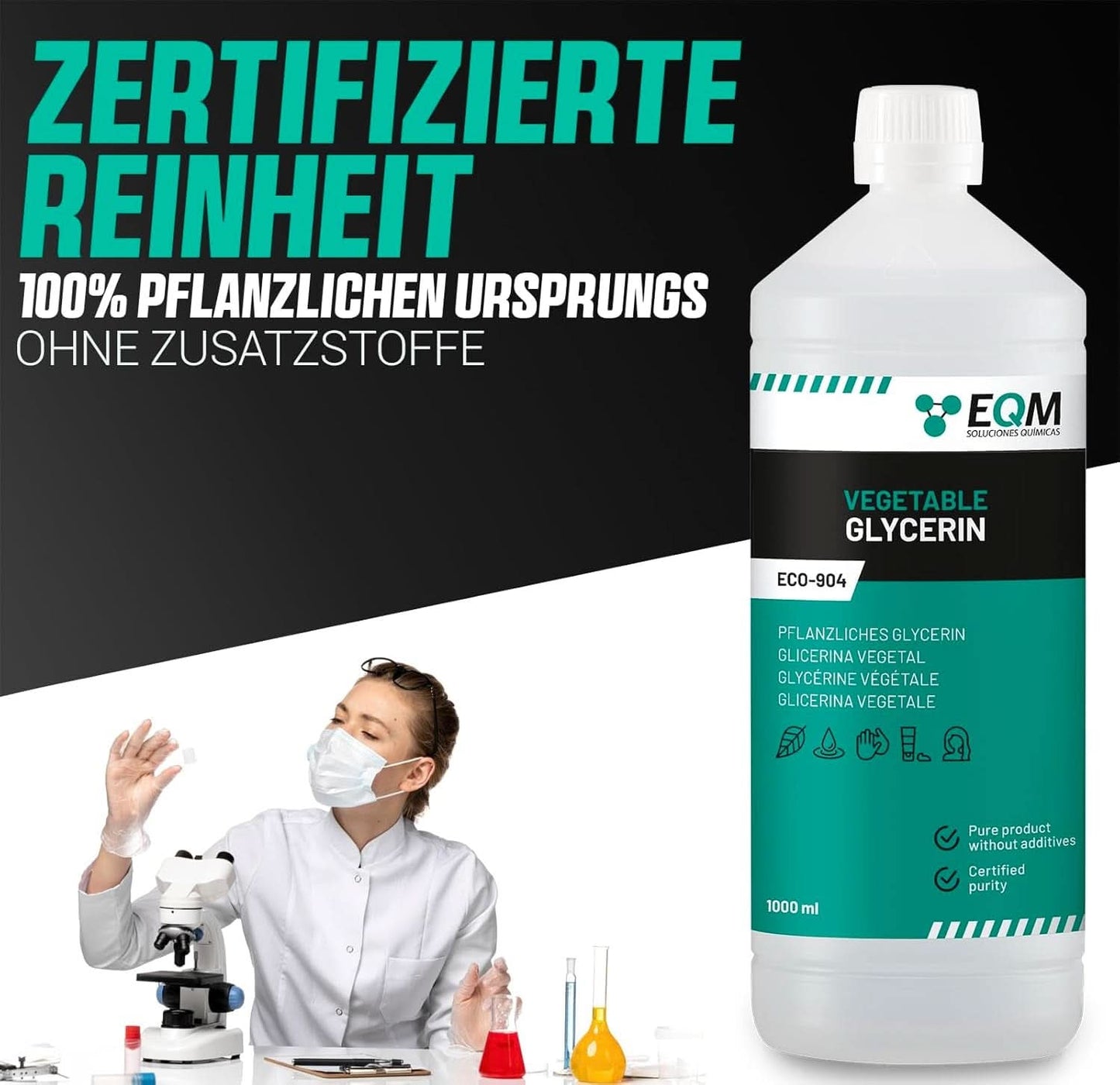 Vegetabilsk glycerin, 100% naturlig, naturlig fugtighedscreme til hår og hud, ideel til sæber, shampoo, cremer, 1 liter bruser og bad Naty Shop