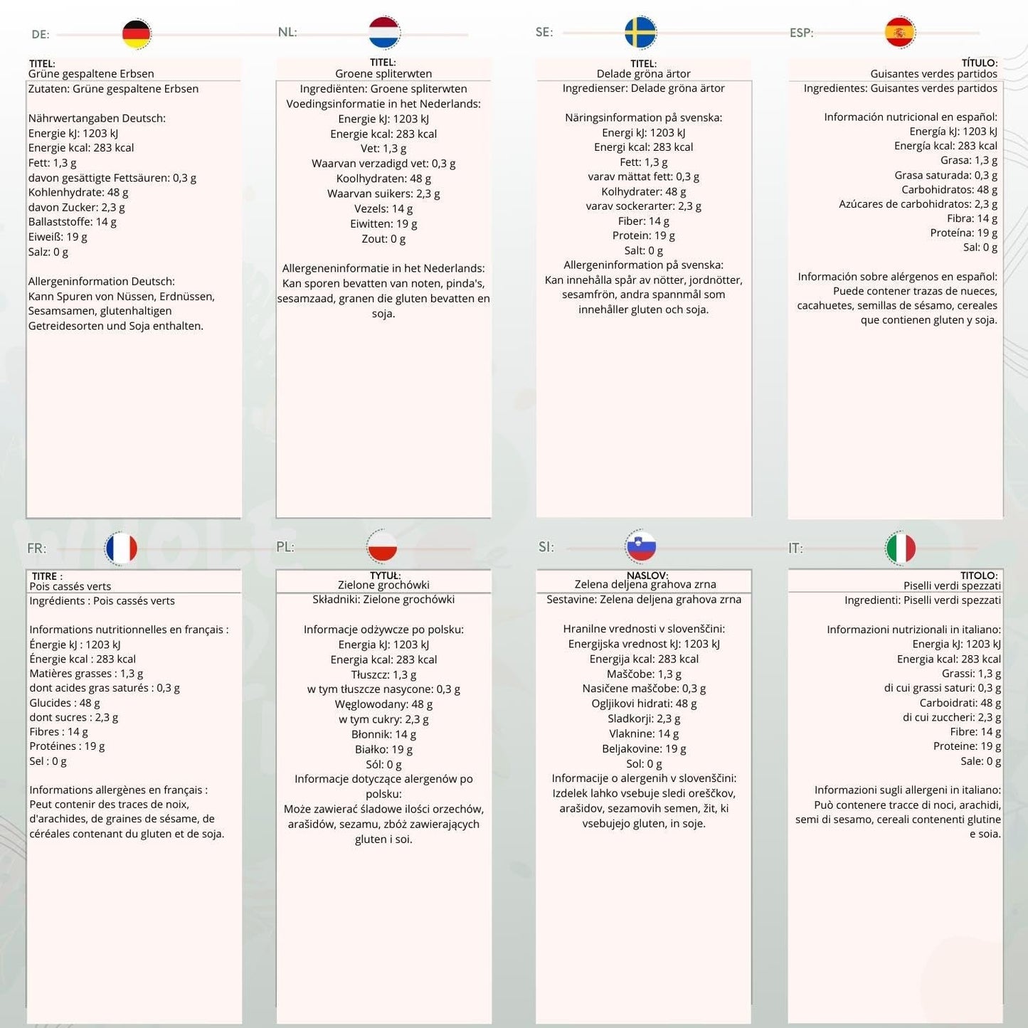 Wholefood Earth økologiske splittede grønne ærter – 1 kg