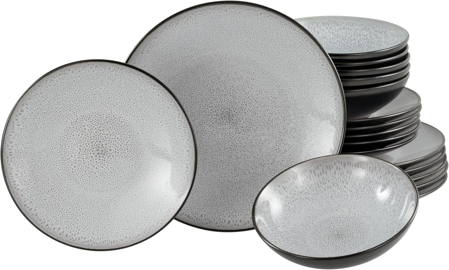 CreaTable, 23964, Serie Malmö, 18-teiliges Geschirrset for 6 Personen, Teller Set fra Steinzeug, spülmaschinen- og mikrowellengeeignet, Qualitätsproduktion