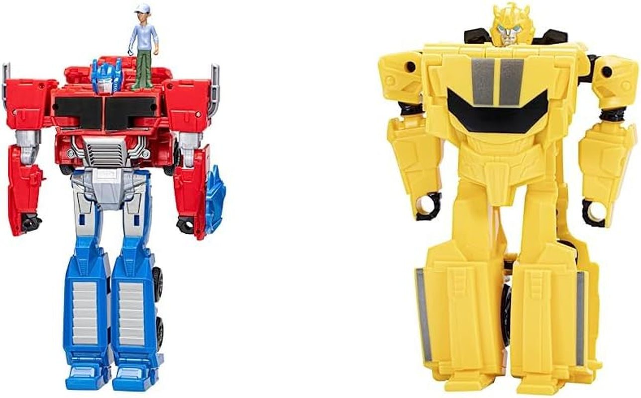 Transformers Earthspark Spin Changer Optimus Prime figur (20 cm) med Robby Malto figur (5 cm), fra 6 actionfigurer Naty Shop Bumblebee figurpakke, 10 cm Optimus Prime