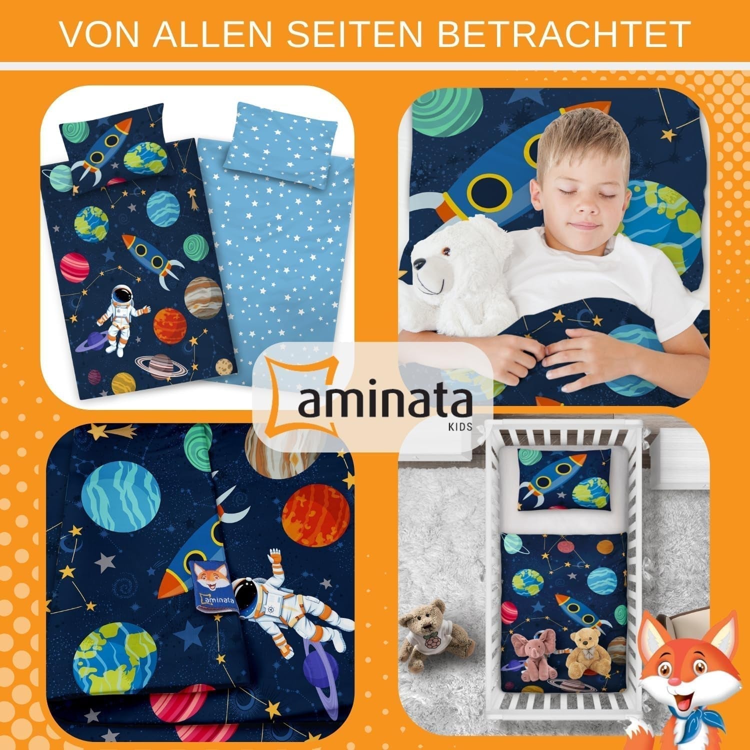 Aminata Kids børnesengetøj, ydre rum, bomuld Sengetøj - børn Naty Shop