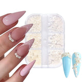GZMAYUEN Nail Art Perlen Micro Caviar Für Nägel, 0,3-3Mm Goldene Silber Mini Caviar Strasssteine, Weiß Beige Mini Nägel Perlen Mikroperlen Dekor Für Nägel