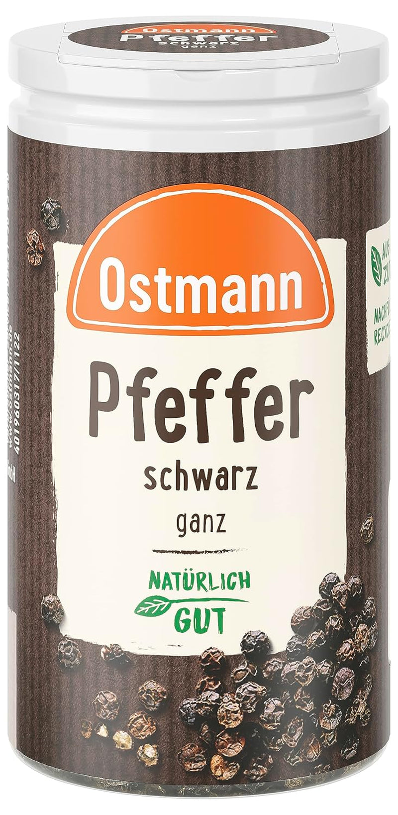 Ostmann Gewürze - Pfeffer schwarz ganz | 40 g i Der Streudose