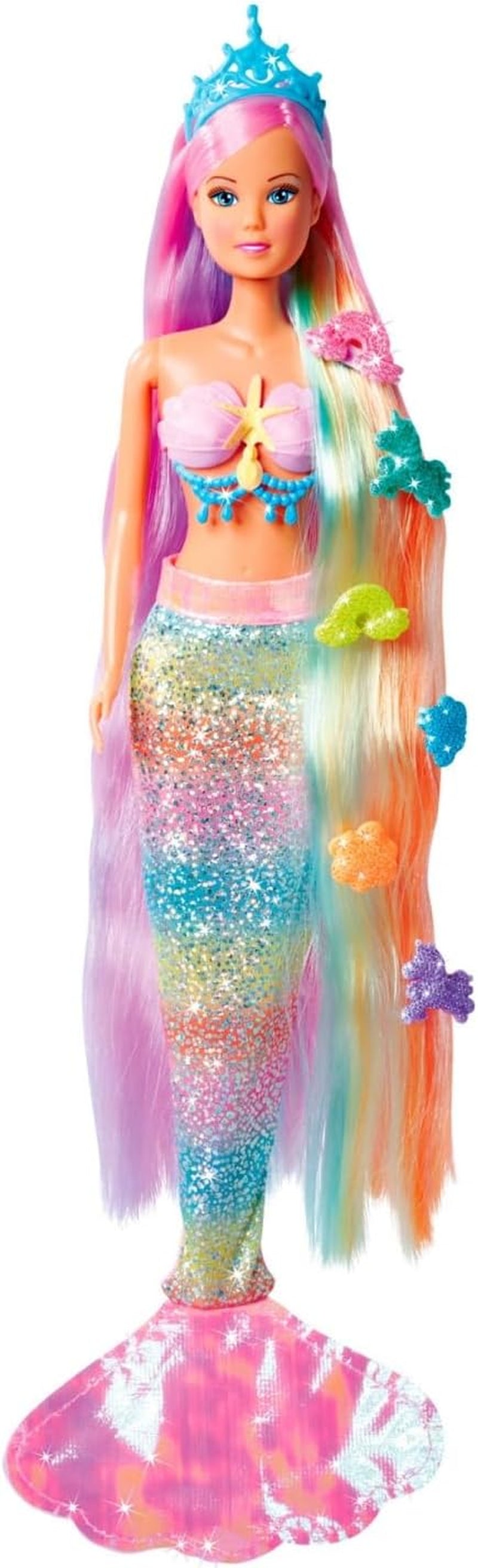 Simba 105733610 - Steffi Love Rainbow Mermaid, Rainbow Mermaid Dress Up Dukke med farverigt hår, hårspænder, kam og aftagelig finne, Legedukke 29 cm, Alder 3+ Naty Shop Dolls Standardtitel