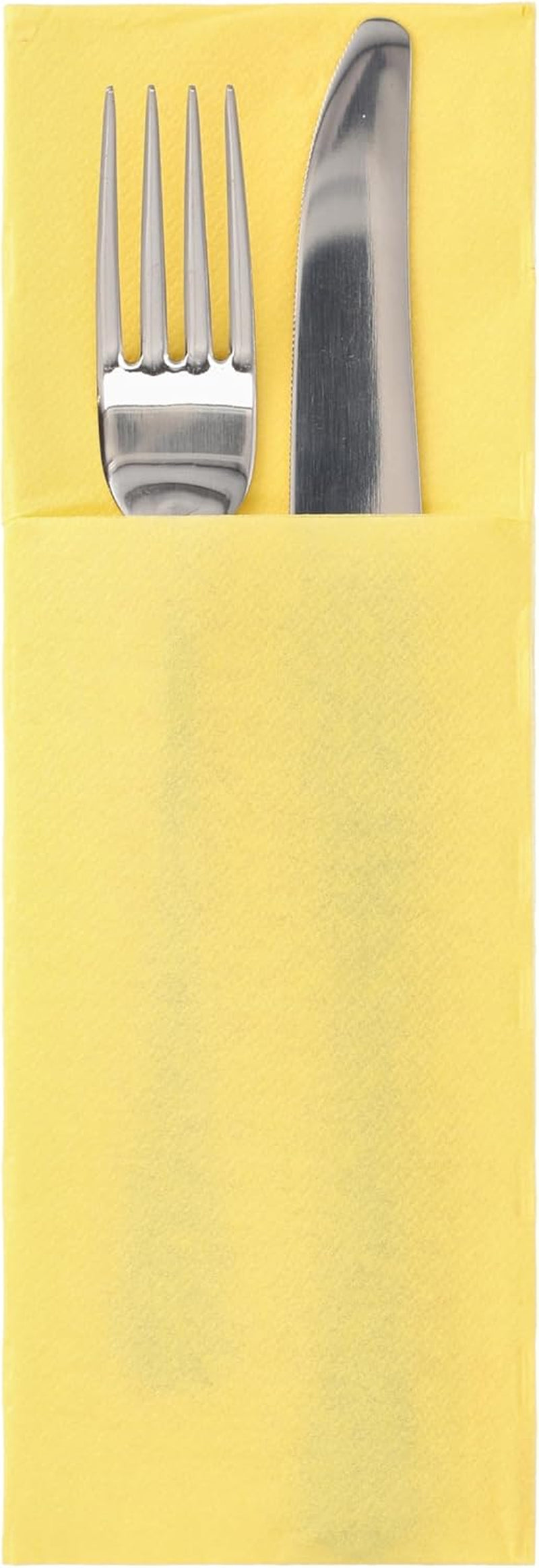 50 poser bestikservietter 'DAILY Collection' 48 Cm X 30 Cm gul med fold til bestik