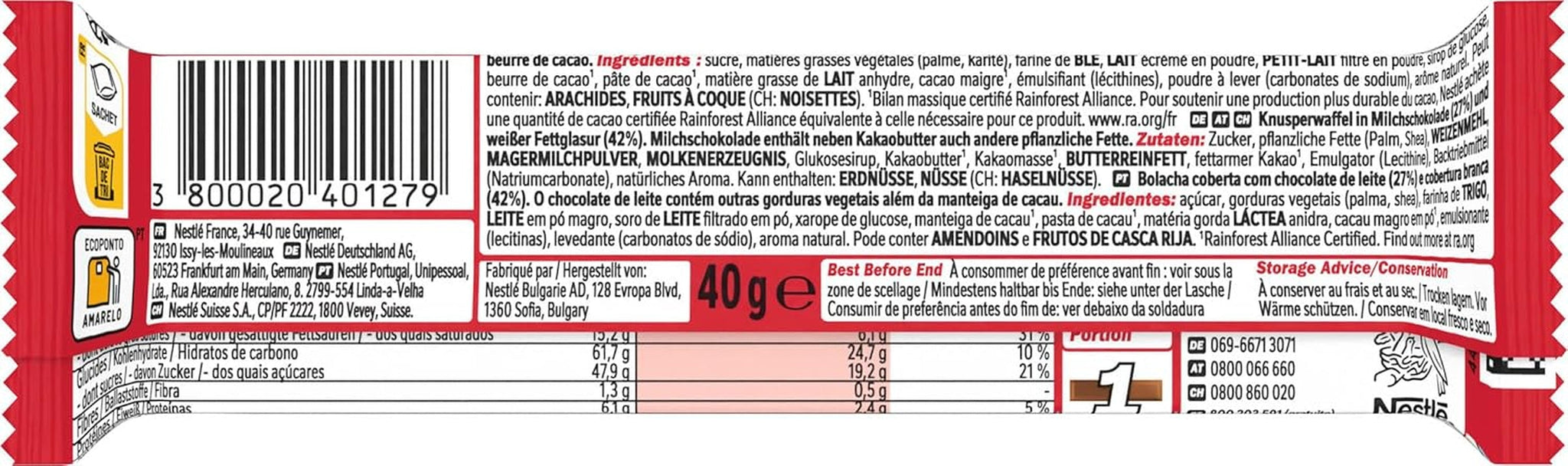 Nestlé Chunky Funky, sprød oblat i mælkechokolade, pakke med 24 stk (24 x 40 g)