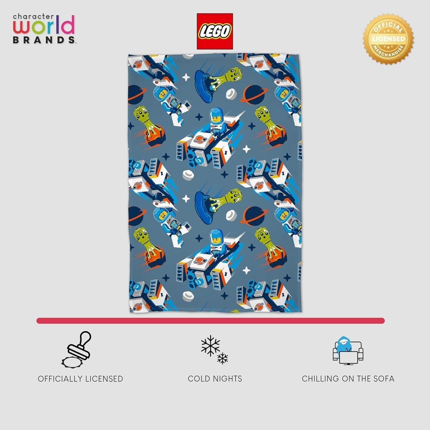 Character World Official Lego® City Fleece-tæppe, Superblødt, Varmt Blåt Throw, Cityspace Design, Perfekt til soveværelser, camping og sove, 100 X 150 Cm senge og tæpper Besuche den Character World-Store