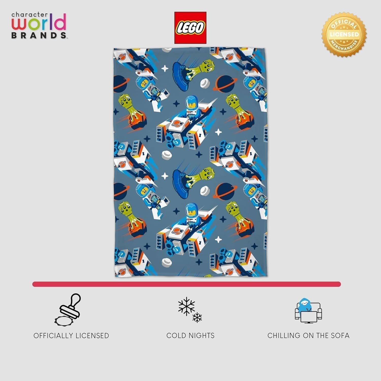 Character World Official Lego® City Fleece-tæppe, Superblødt, Varmt Blåt Throw, Cityspace Design, Perfekt til soveværelser, camping og sove, 100 X 150 Cm senge og tæpper Besuche den Character World-Store