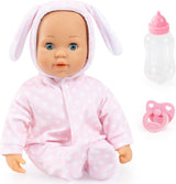 Bayer Design 93822AA Babypuppe Anna, spricht 24 Babylaute, weicher Körper, Schlafaugen, Schnuller, Flasche, 38 cm, rosa, Lille