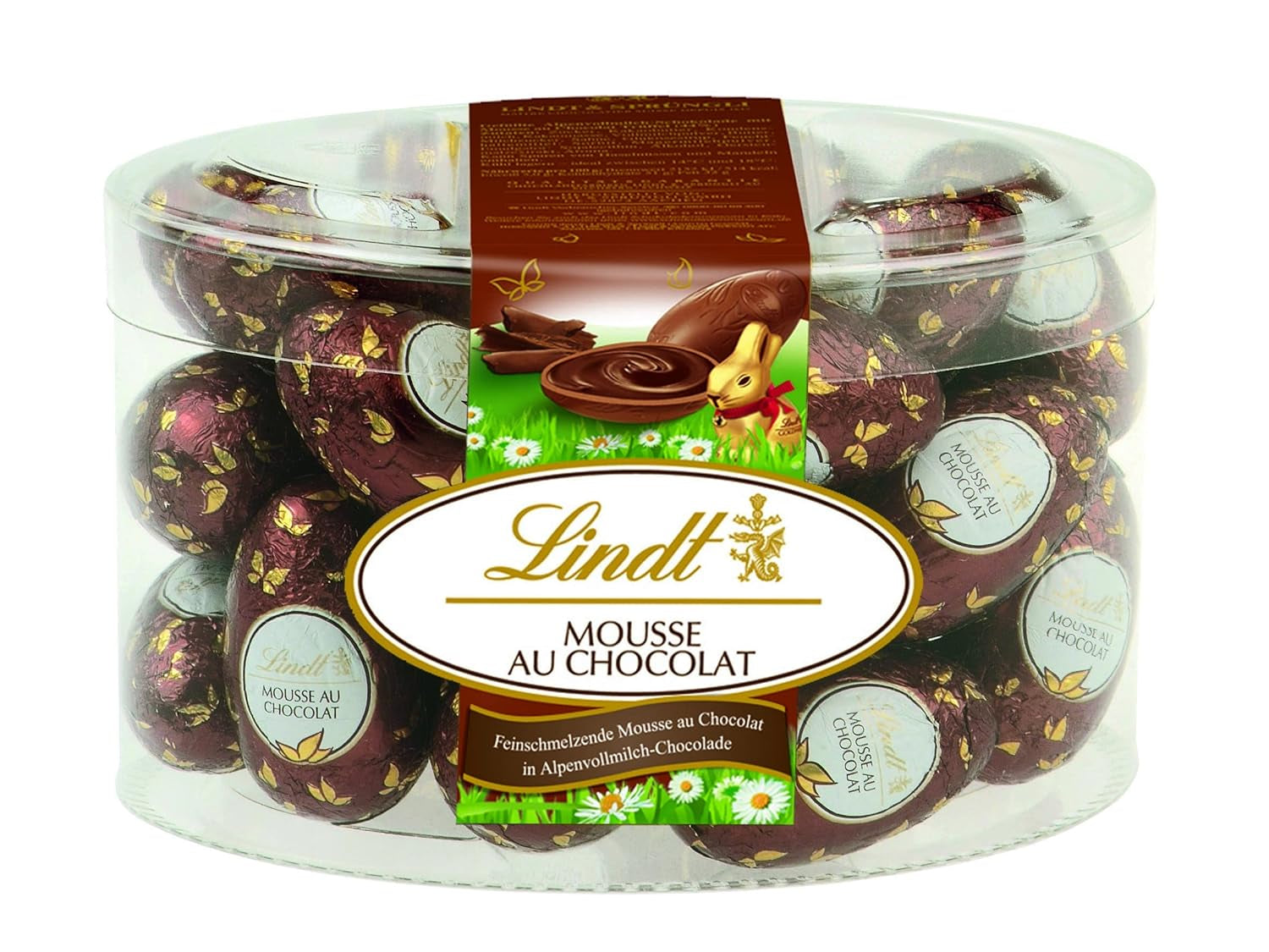 Lindt chokolademousse med chokoladeæg | 450 g Mælkechokolade fyldt med smeltende chokolademousse | Påskechokolade | Gave af chokolade | påskeæg | Chokoladeæg