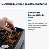 De'Longhi Dinamica Plus ECAM 370.70.B Fuldautomatisk espressomaskine med LatteCrema mælke-, cappuccino- og espressosystem, 3,5 tommer TFT farveberøringsskærm og appkontrol, kaffefunktion, sort