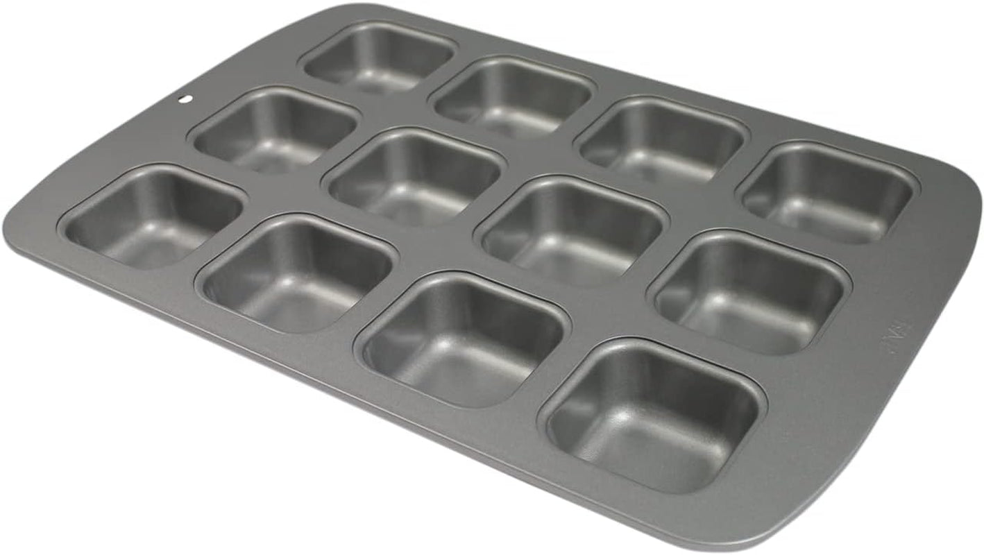 CSB106 Quadratische Antihaftbeschichtete Backform Mit 12 Minilöchern Aus Karbonstahl, Edelstahl, Sølv, 37,3 X 26,1 X 3,1 Cm Forme og bakker til bagning Naty Shop