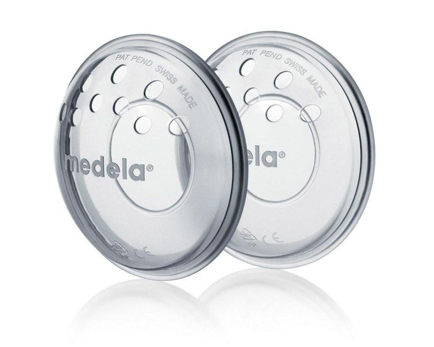 Medela brystskaller - BPA-fri, lavet af blød silikone, med åndbare ventilationshuller, inkluderer 2 skaller Tilbehør Mad og amning Bebe Naty Shop