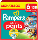 Pampers bleer Paw Patrol Pants str. 5 (12-17Kg) Baby-Dry, Junior med Stop og Protect lomme, MÅNEDSÆSKE, 160 bleer Naty Shop