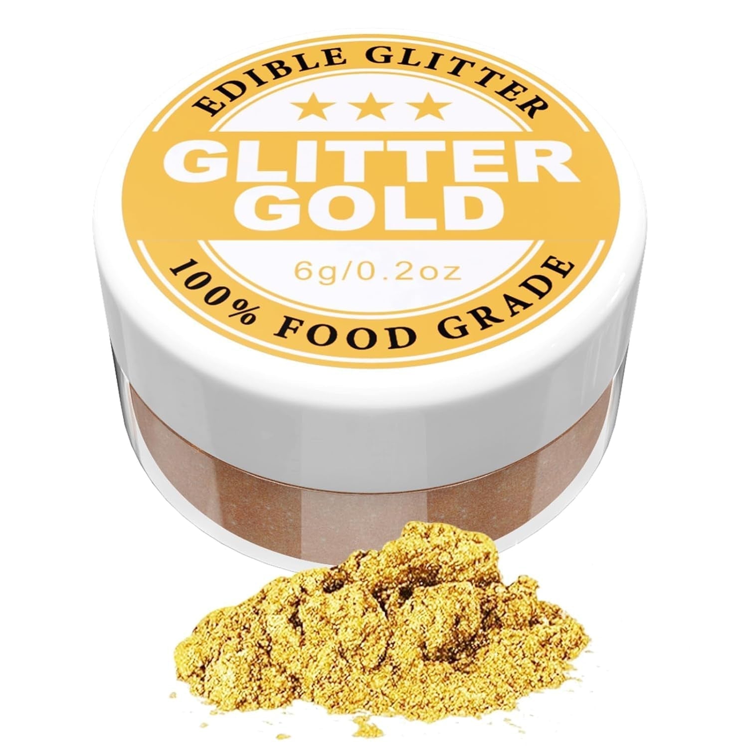 Spiselig glitter - 6G madfarvepulver til chokolade, jordbær, muffins, kager, fondant (guld)