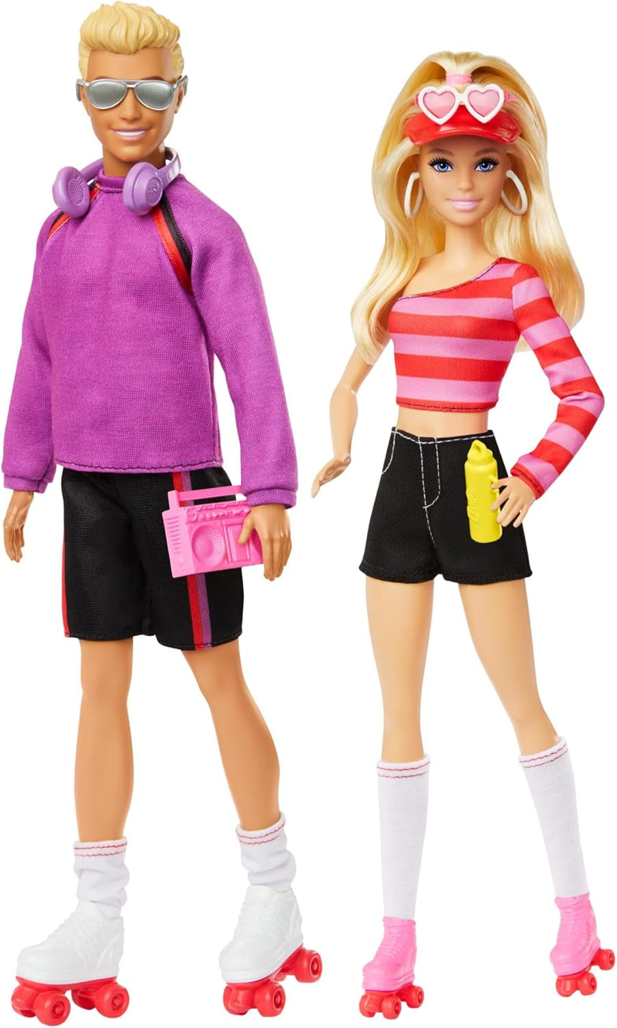 Barbie Fashionista sæt med 2 modedukker og 6 tilbehør, Barbie og Ken modedukker på ruller, 65-års jubilæums samlerfigurer, HXK90 Naty Shop Dolls Standardtitel