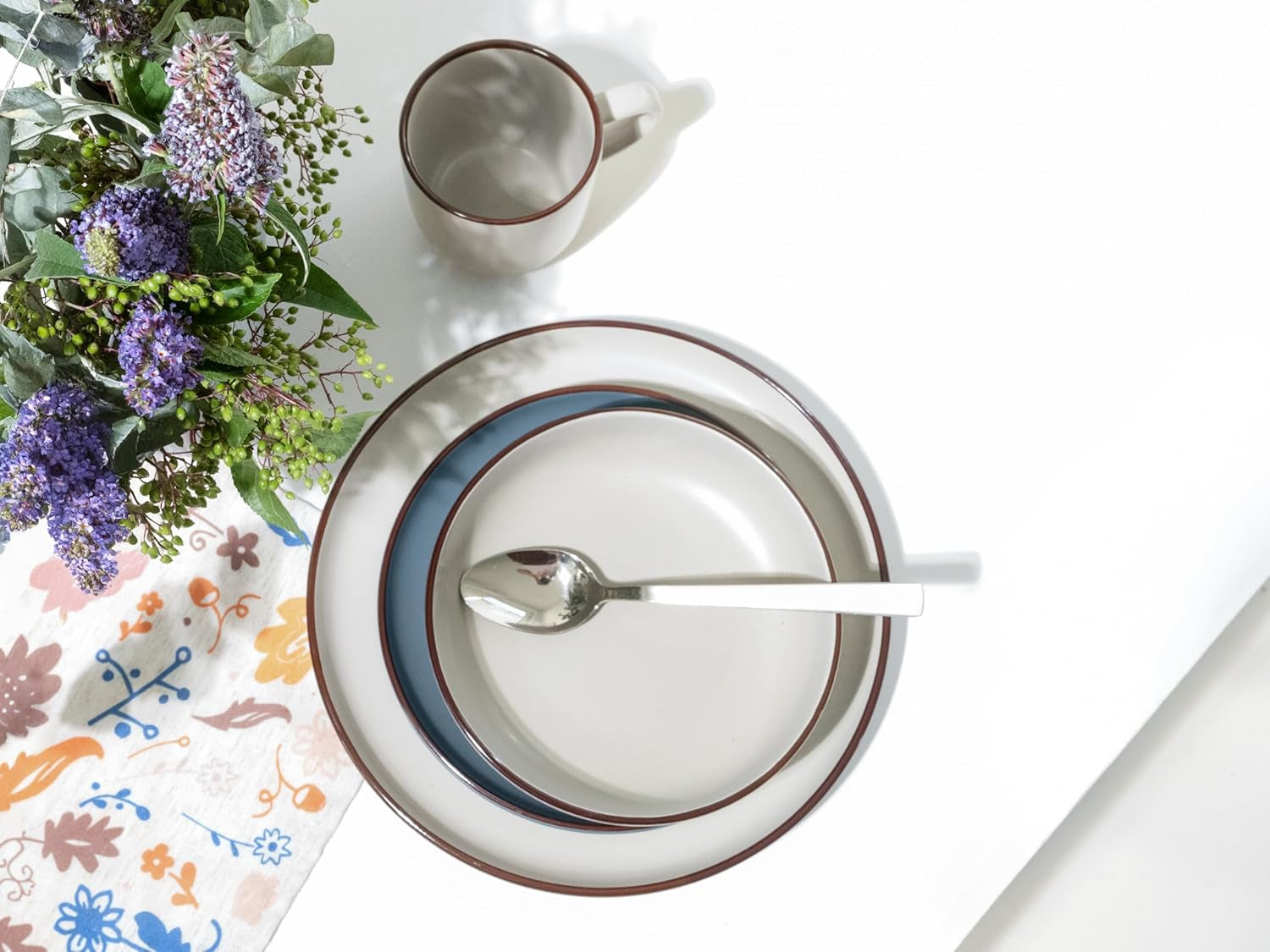 CreaTable, 21016, Modern Scandic Blue-Grey Series, 16-delt servisesæt, Porcelænskombinationsservice, Tåler opvaskemaskine og mikroovn, Kvalitetsfremstilling