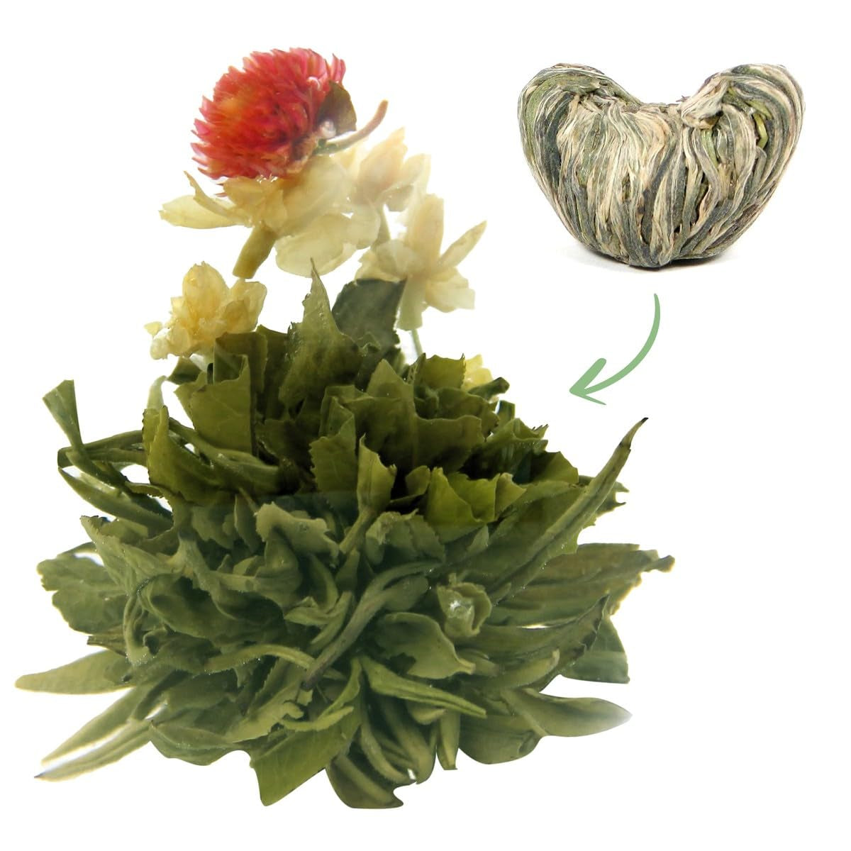 Te blomster guldbarre 1 stk 6 g | Grønne teblade | Jasmin blomster | Europæisk slyngplante | Grøn te Te med blomster | Grøn te blomster | Ideel til te elskere