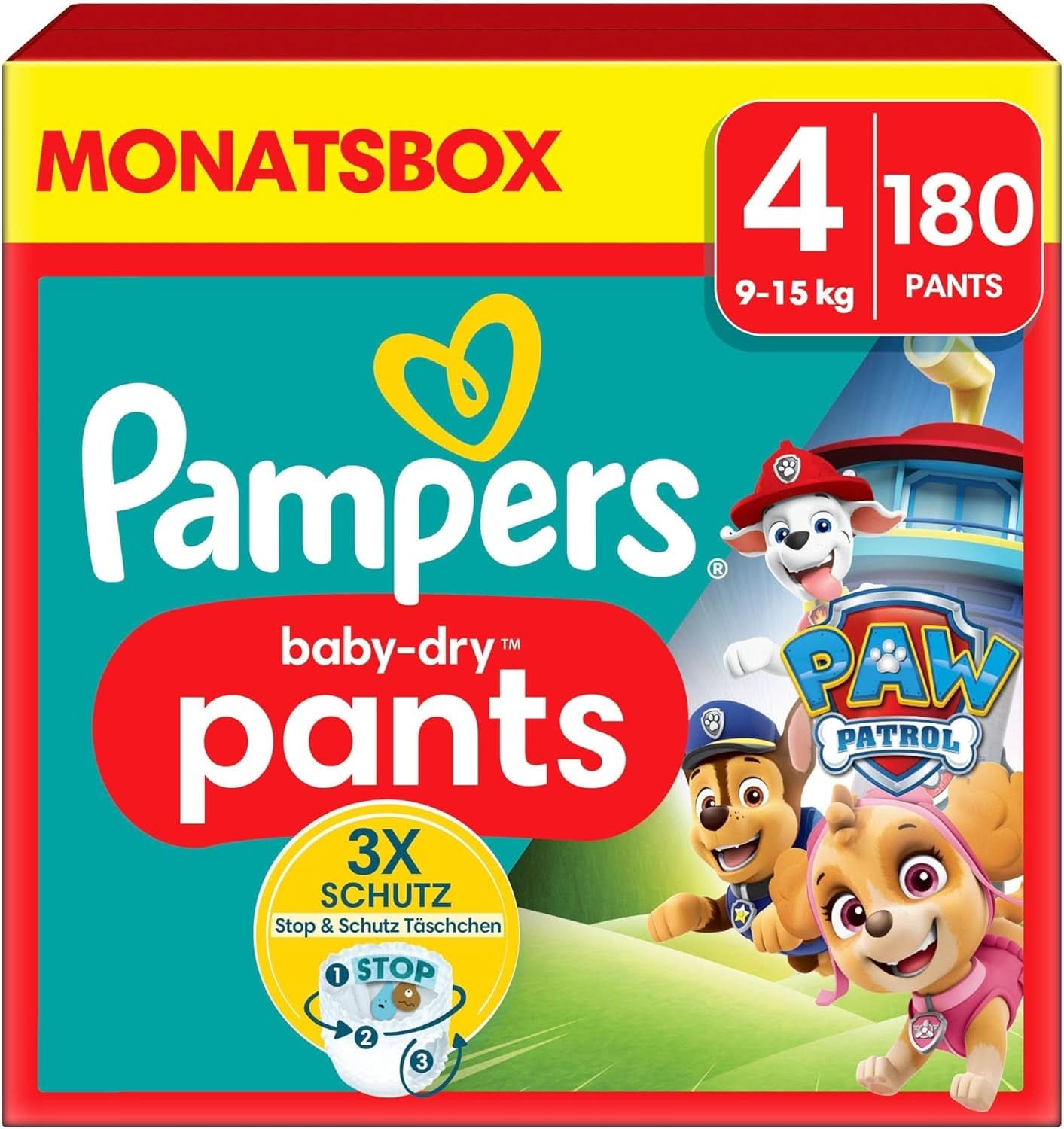 Pampers bleer Paw Patrol Pants str. 5 (12-17Kg) Baby-Dry, Junior med Stop og Protect lomme, MÅNEDSÆSKE, 160 bleer Naty Shop