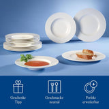 Villeroy & Boch Wonderful World 12-delt porcelænssæt, tåler opvaskemaskine og mikroovn, hvid, tallerkener, porcelæn, middagstallerkener, sæt, moderne porcelænssæt, premium porcelæn