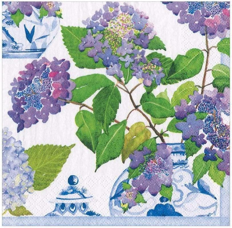 Papirservietter, hortensiaer og porcelæn, 20 stk. pr. pakke