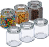 Relaxdays opbevaringskrukker med låg Sæt med 6 glas 1,3L ottekantede opbevaringskrukker Lufttætte glasbeholdere Klare madopbevaringskasser Naty Shop Standardtitel