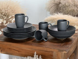 CreaTable, 20537, Vesuvio Black Series, 16 dele stel, porcelænskombinationsservice, tåler opvaskemaskine og mikroovn, fremstillet i Portugal