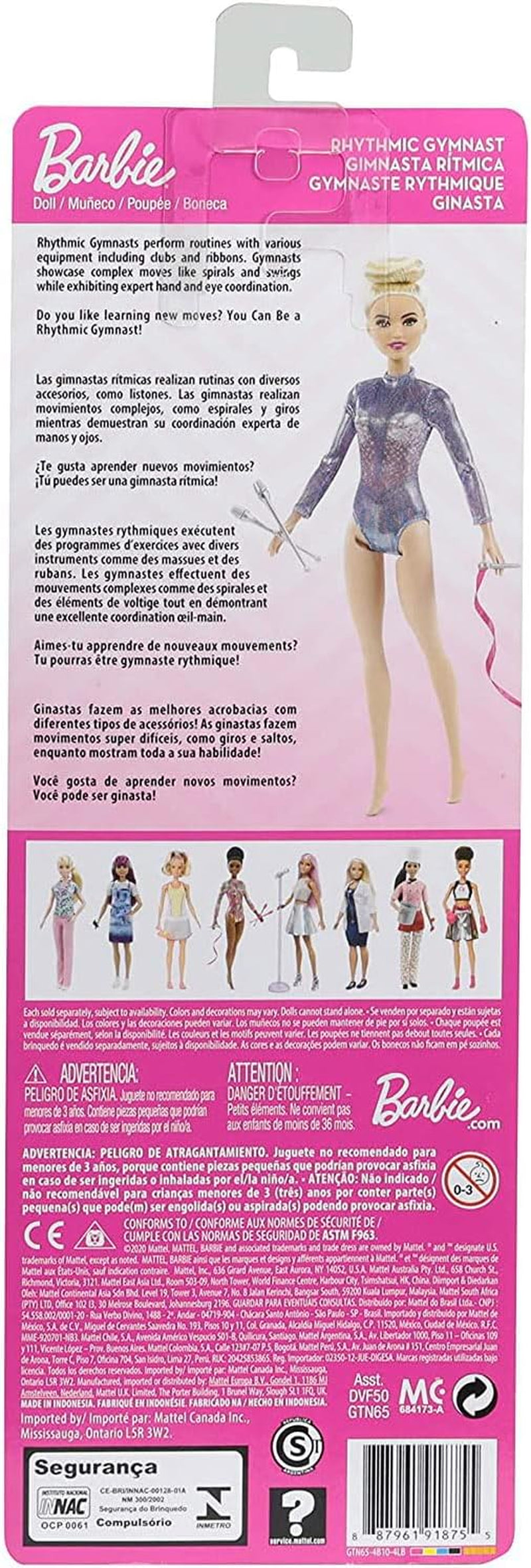 Barbie You Can Be Anything Series Blondt hår Rytmisk Gymnastik Tilbehør Dukke Inkluderet Gavelegetøj til børn Alder 3+ GTN65