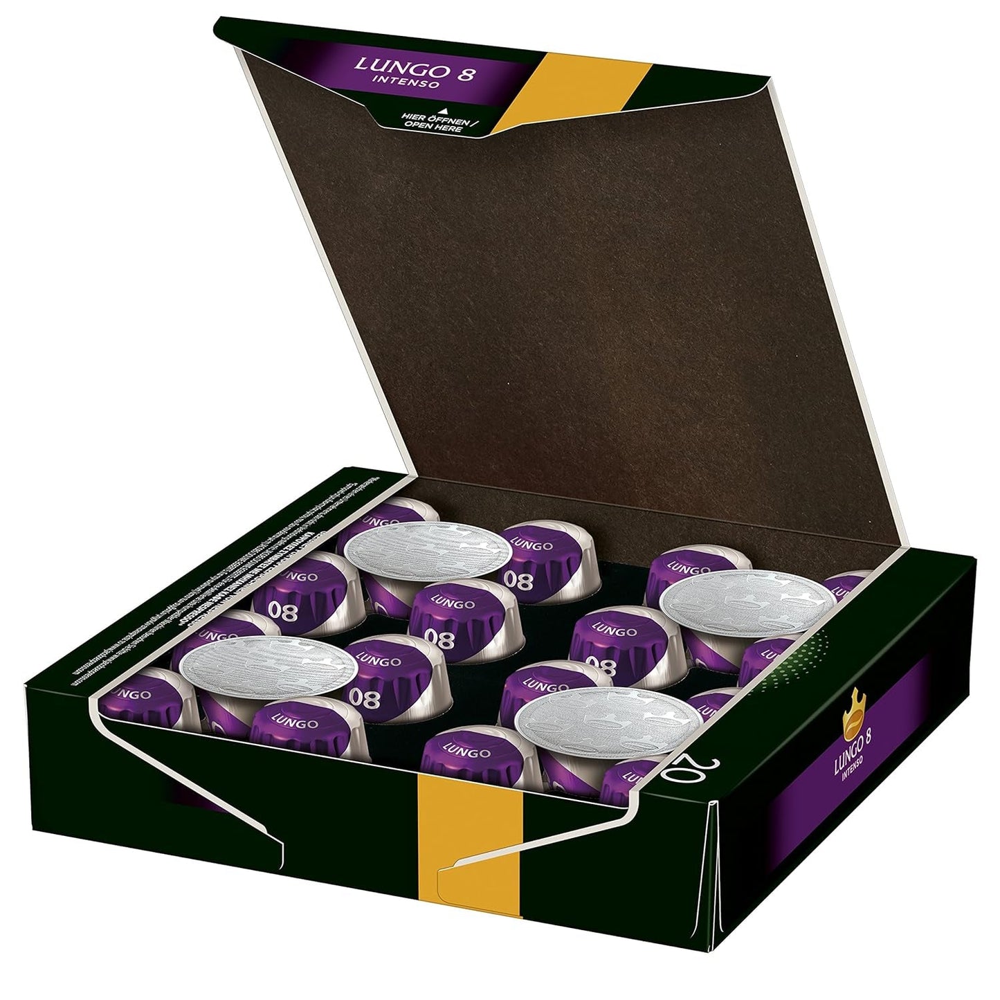 Kaffeekapsel Lungo Intenso, Intensitet 8 af 12, 200 Nespresso®*-kompatibel Kapsel, 10 x 20 Getränke & Kapseln Espresso Intenso, Intensität 10.100 Nespresso®*-kompatibel Kaffeekapsel, 10x10
