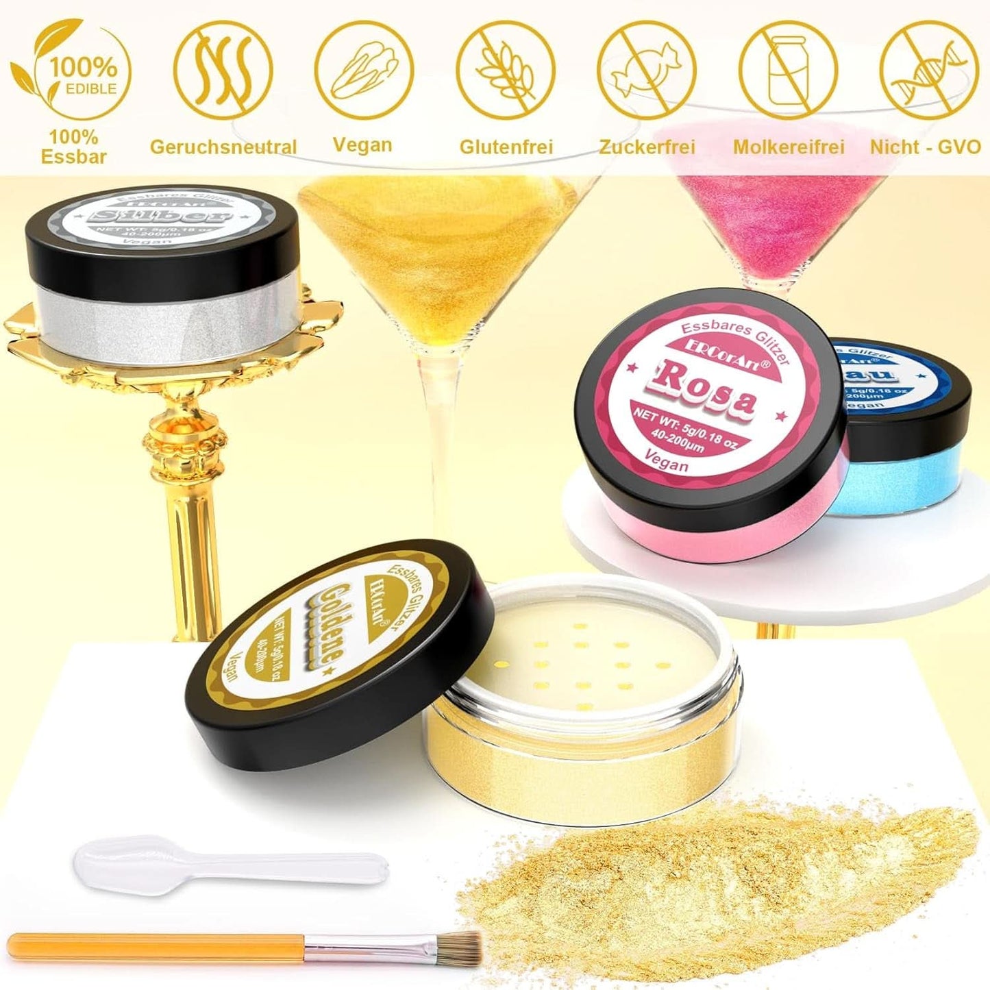 Spiselig glitter, 5 gram Glitter Nati Shop