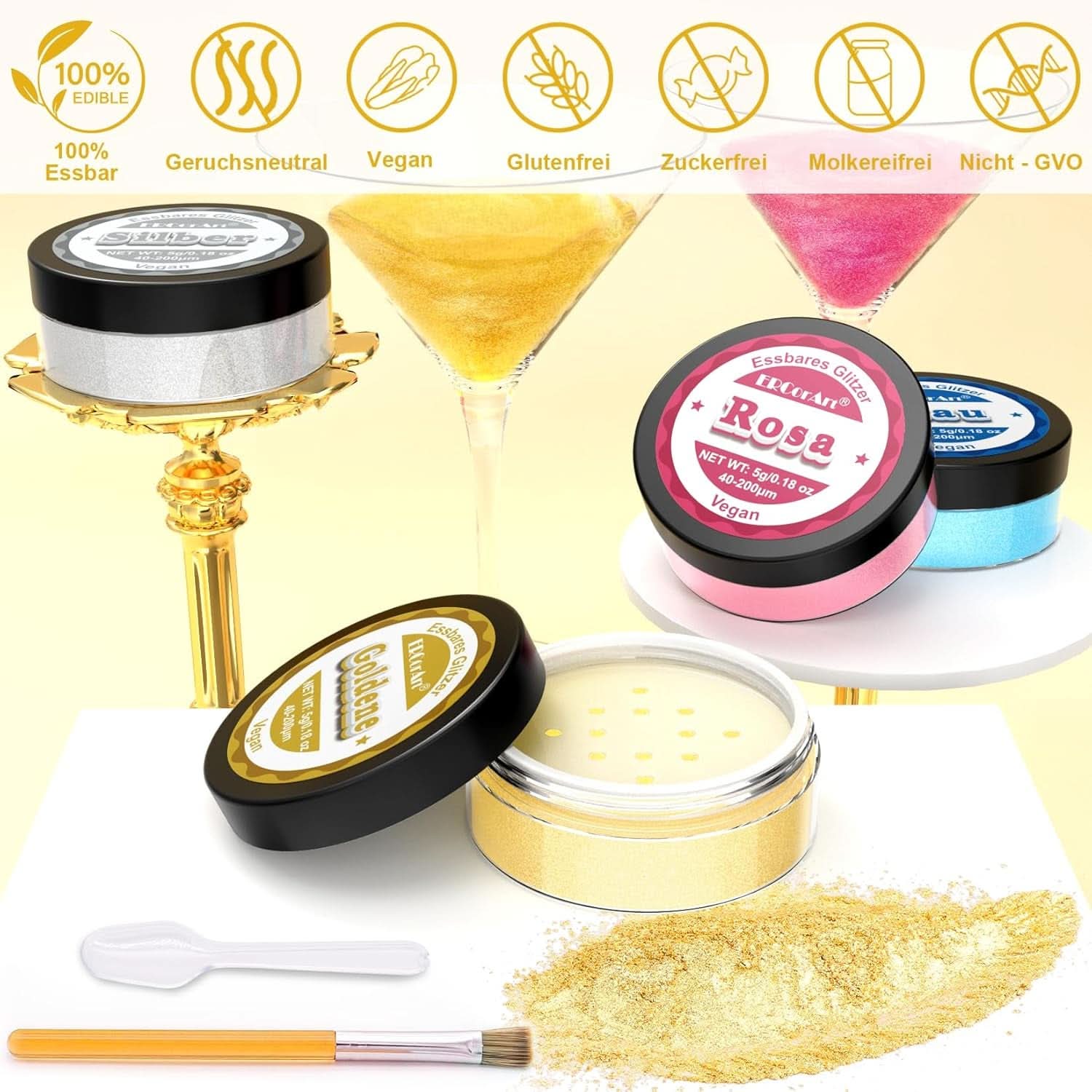 Spiselig glitter, 5 gram Glitter Nati Shop