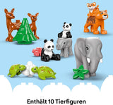 LEGO DUPLO Town Wild Animal Families 3-i-1 sæt, pædagogisk legetøj til småbørn med skildpadder, tigre, elefanter, hjorte, pandaer, sæt til førskolebørn fra 2 år, byggelegetøj med dyrefigurer 10446 byggesæt Beuche den LEGO-Store