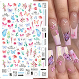 JMEOWIO Nagelsticker Schmetterling 8 Blätter Nagelaufkleber Selbstklebend Blau Schwarz Gold Schmetterling Nail Art Dekoration Nagel Design Tilbehør