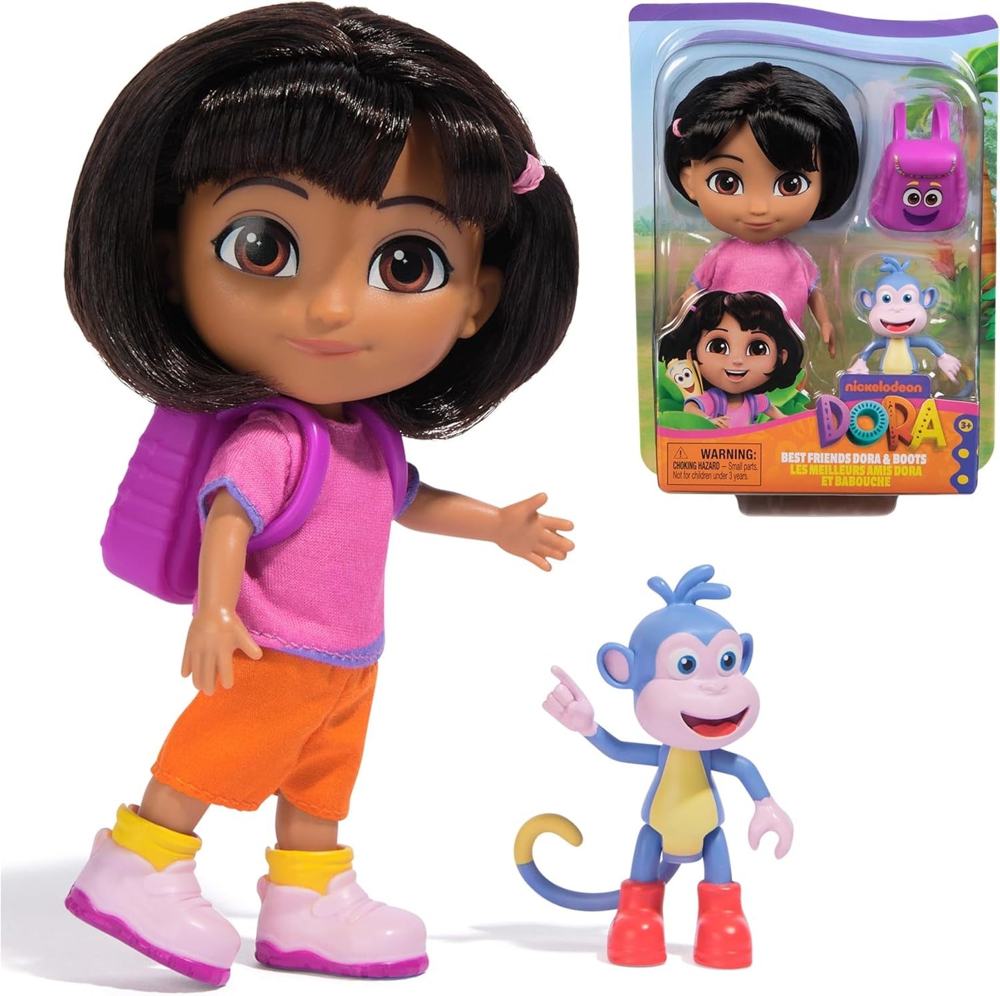 DORA - Best Friend Doll - Størrelse 22cm, med kambart hår, taske og abestøvler, kendt fra den populære tv-serie, til børn fra 3 år og opefter