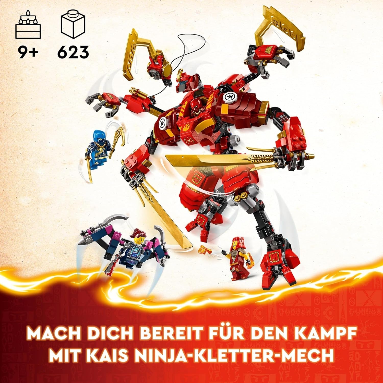 LEGO NINJAGO Kai's Ninja-klatremeksæt, ninjalegetøj med bygbar actionfigur og 4 minifigurer, eventyrsæt til børn, fødselsdagsgave til 9-årige drenge og piger 71812 byggesæt Beuche den LEGO-Store