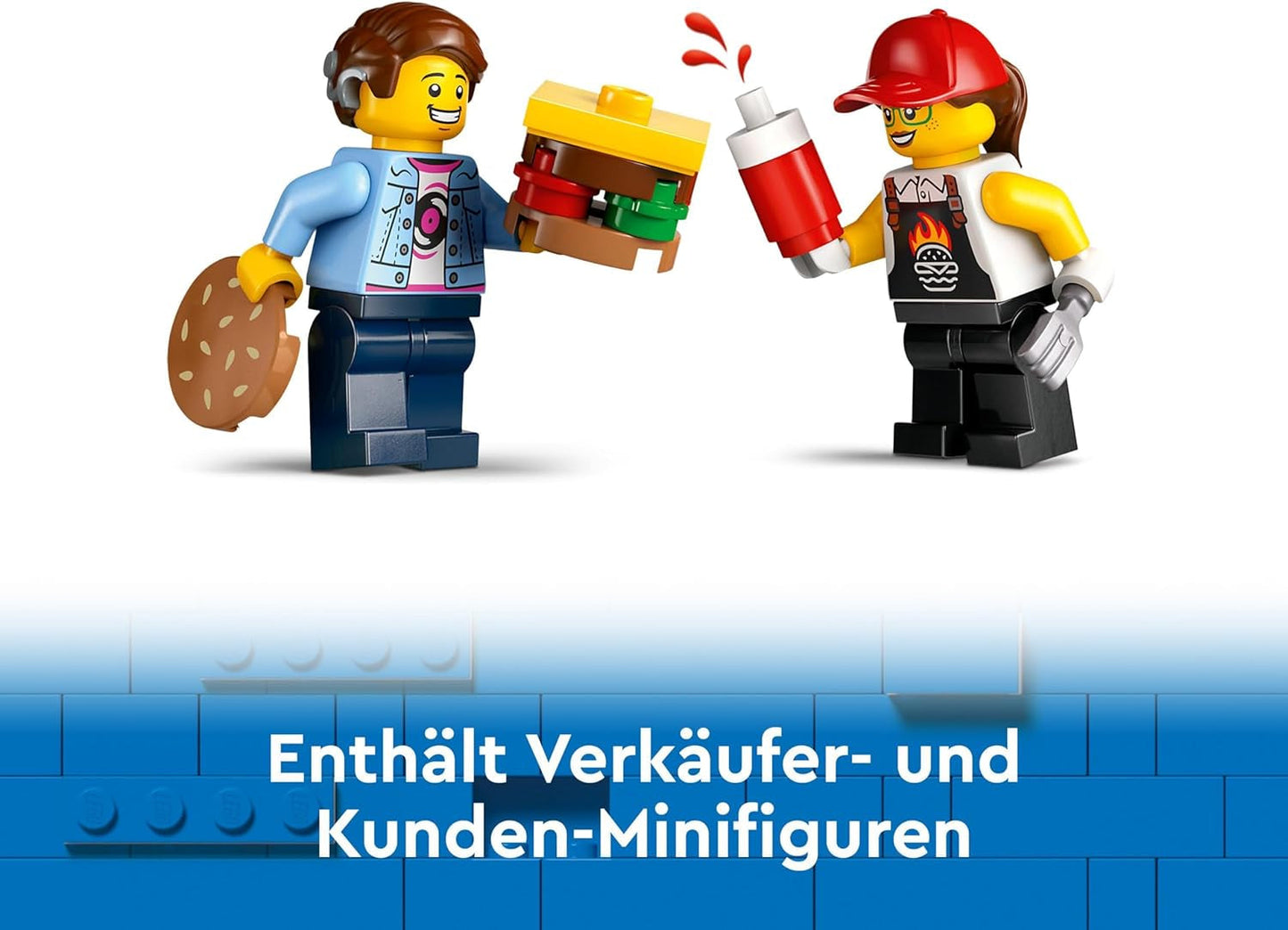 LEGO City Burger Truck Byggesæt med Legetøjsbil til 5-årige, Food Truck Minifigur og tilbehør, Sjov gave til drenge og piger 60404 Byggesæt Besuche den LEGO-Store