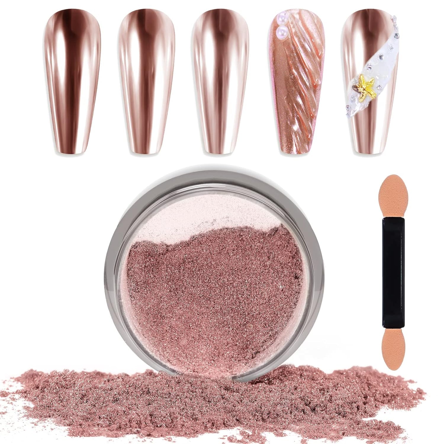 Chrome Nagel Pulver Spiegel Effekt Metallic Staub Holographische Glitter Glasierte Maniküre Dekoration Reflektierendes Pigment Für DIY Gel Polish Nail Art, Harz Handwork, Geschenke Für Gold