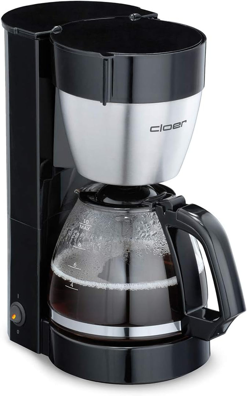 Cloer 5009 Hold Warm Filter Espressomaskine til op til 8 kopper 800W med isoleret rustfri stålkaraffel 1x4 filterkop Sort
