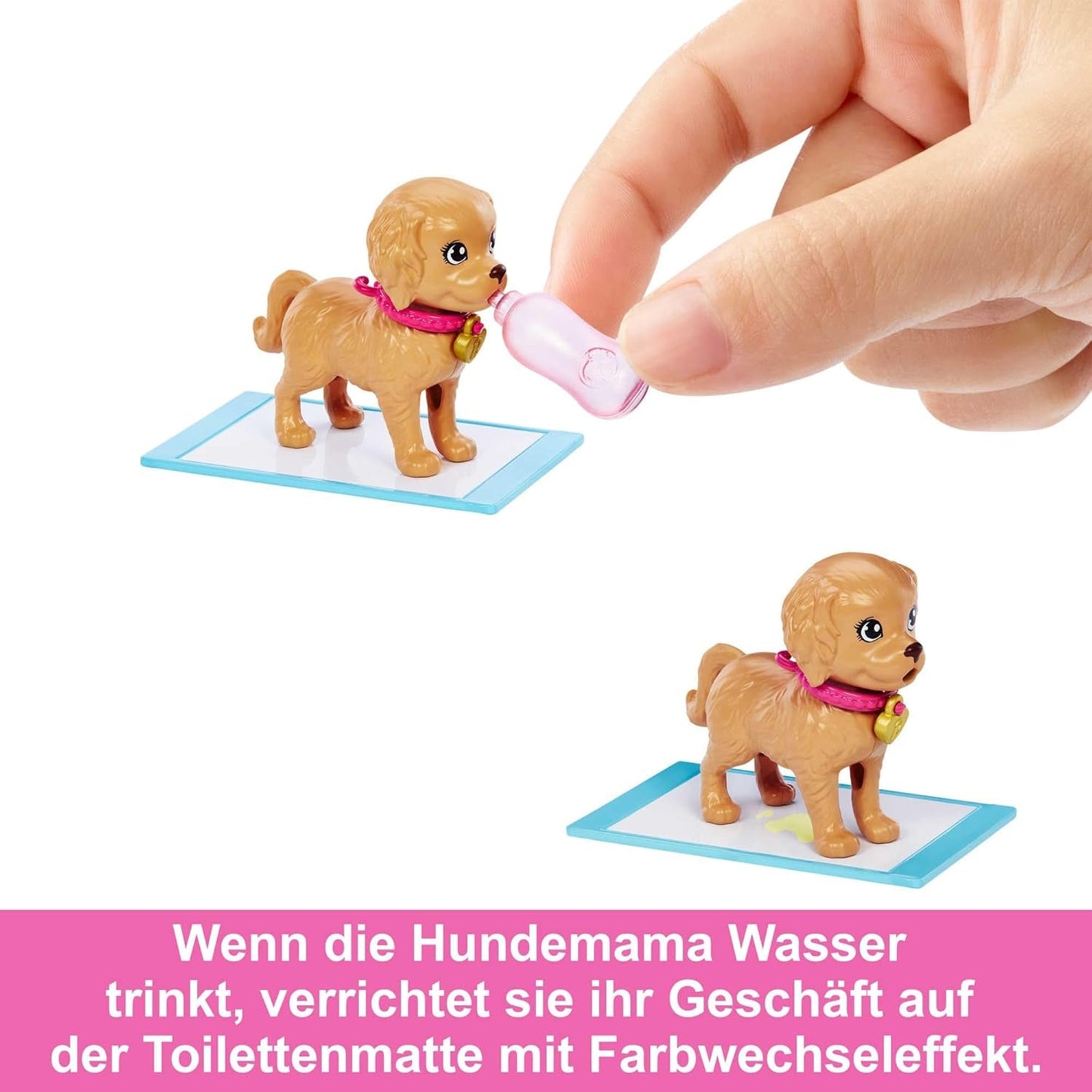 Adoption Barbie Puppy - Dukke og 2 hvalpe, med adoptionscertifikater, farveændringseffekt, bur og tilbehør, til børn fra 3 år og derover, HKD 86
