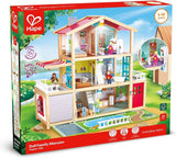 Hape Dukkevilla 10-værelses trædukkehus Kreativt rollespil inklusive møbler og tilbehør Pædagogisk legetøj for 3 år og opefter