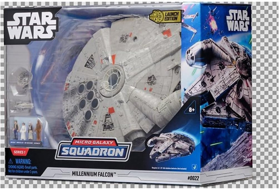 Star Wars Micro Galaxy Squadron SWJ0332 - Millennium Falcon 22,5 cm officielt køretøj med lys, lyd og actionfigurer Naty Shop