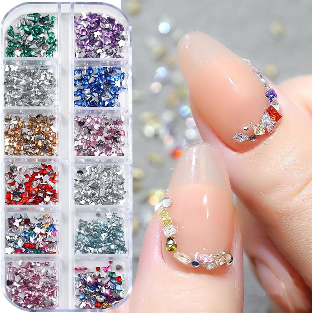 2000 stk Bunte Strasssteine ​​Nagel Glitzersteine ​​Nail Charms Nailart Edelsteine ​​Nagel Steine ​​Gllitzer Steine ​​Nagel Charms Nägel Tilbehør Kristalle Diamant Nageldesign Strass Nail Art Rhinestones Nail Gems