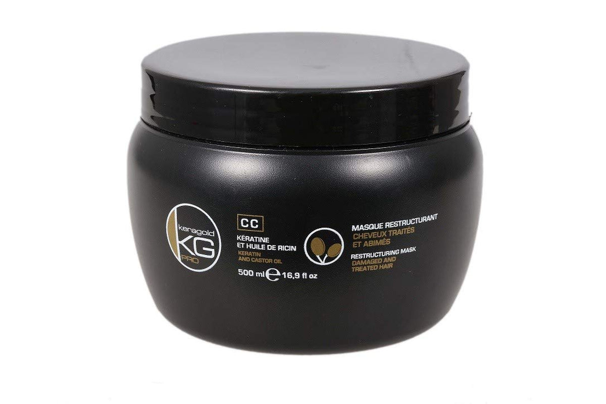 Keragold Pro CC maske med keratin / ricinusolie, sort, 500 ml (1 stk) Hårmaske Naty Shop 1