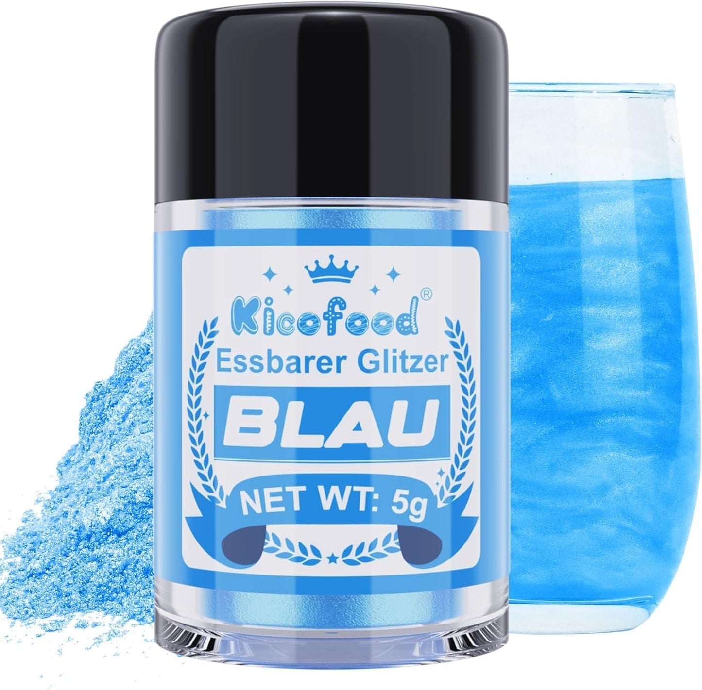 Kicofood, spiseligt glitter, 5 gram, forskellige farver Glitter Naty Shop Blue