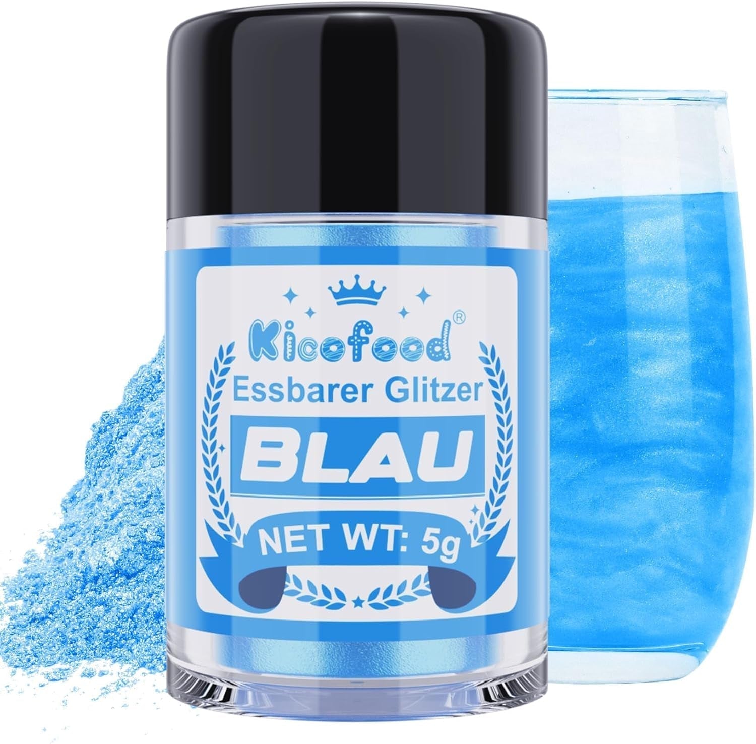 Kicofood, spiseligt glitter, 5 gram, forskellige farver Glitter Naty Shop Blue