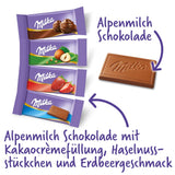 Milka Naps Mix 1 X 1.702 Kg, Mini-Schokoladentäfelchen Aus Alpenmilch, Erdbeer, Haselnuss Og Crème Au Cacao Naty Shop